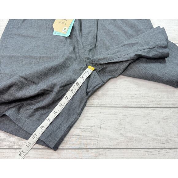 Prana Vaha Shorts Mens Gray Black Hemp Blend 10" Inseam Stretch Yoga Walk Size L - Picture 2 of 8